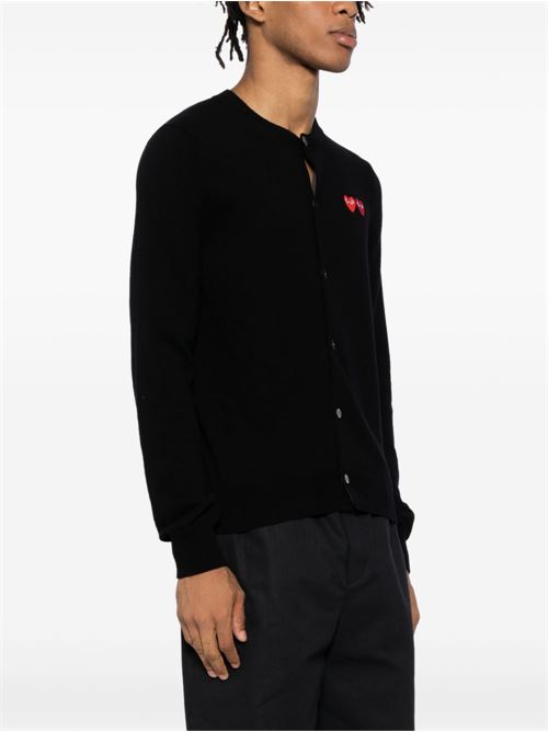 Cardigan with double red heart emblem COMME DES GARÇONS PLAY | AXN0570511BLACK